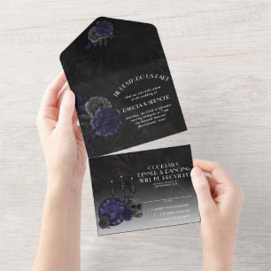 Zodiac Magie Midnight Indigo Gotische Schedel Ro All In One Uitnodiging