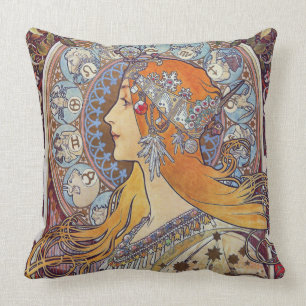 Zodiac met Hare Tiara Art Nouveau Kussen