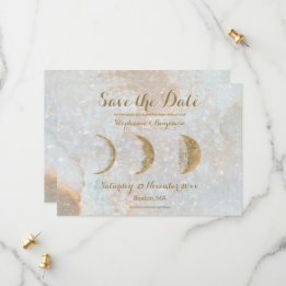 Zodiac Moon Blue Celestial Save the Date Kaart
