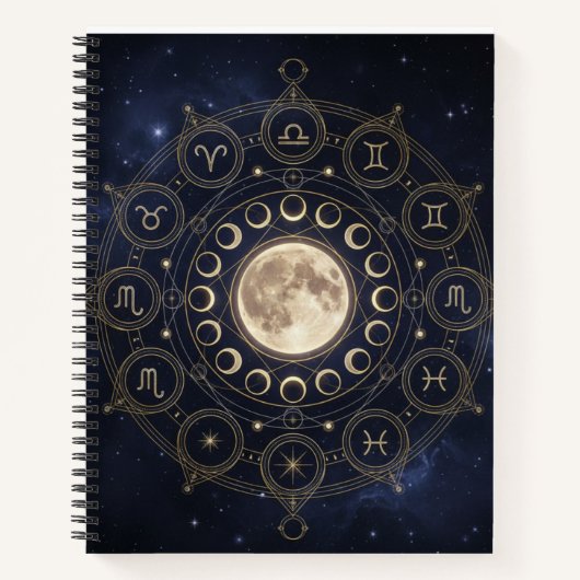 Zodiac & Moon Phase Celestial Journal (Devant)