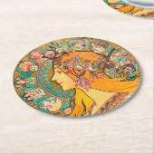 Zodiac, Mucha Ronde Kartonnen Onderzetter (Gebogen)