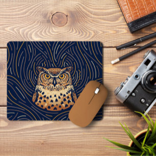 Zodiac Owl Portrait   Met de hand getrokken Owl Mo Muismat
