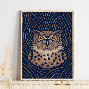 Zodiac Owl Poster de animal   Impression de hibou