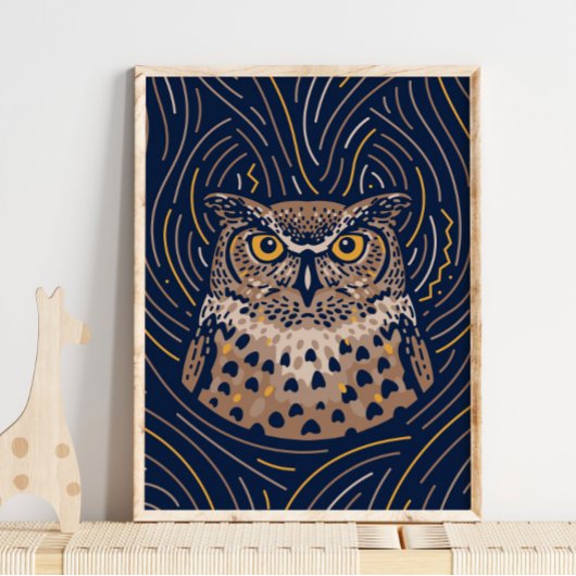 Zodiac Owl Poster de animal | Impression de hibou