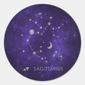 Zodiac Paarse Boogschutter | Astrologie Horoscoop Ronde Sticker (Voorkant)