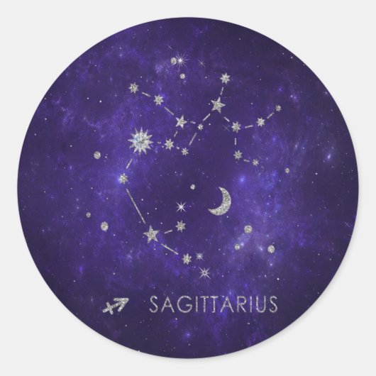 Zodiac Paarse Boogschutter | Astrologie Horoscoop Ronde Sticker (Voorkant)