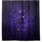 Zodiac Paarse Leeuw | Kosmische Astrologie Horosco Douchegordijn (Voorkant)