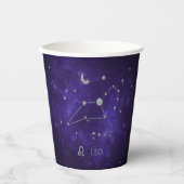 Zodiac Paarse Leeuw | Kosmische Astrologie Horosco Papieren Bekers (Voorkant)