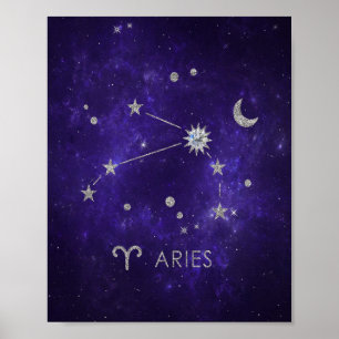 Zodiac Paarse Ram Kosmische Astrologie Horoscoop Poster