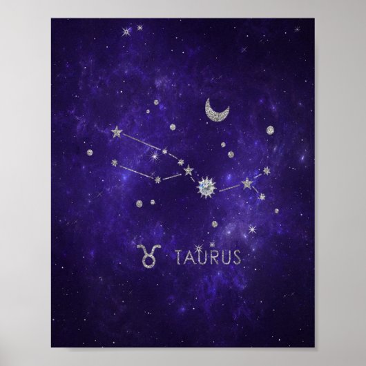 Zodiac Paarse Taurus | Kosmische Astrologie Horosc Poster (Voorkant)