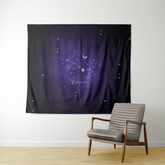 Zodiac Paarse Taurus | Kosmische Astrologie Horosc Wandkleed (In Situ (horizontaal))