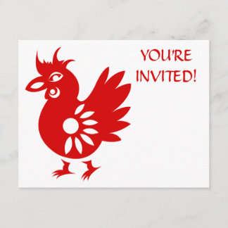 ZODIAC PAPERCUT ROOSTER ILLUSTRATIE KAART