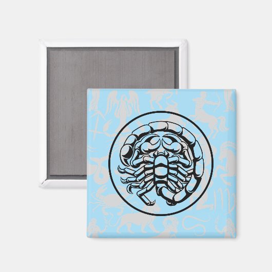Zodiac Pattern Z02 - Schorpioen.w L Blauw BG Magneet (Voorkant / Achterkant)