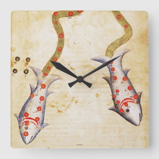 Zodiac: Pisces, C1350 Vierkante Klok (Voorkant)
