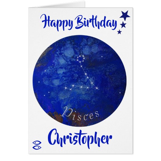 Zodiac Pisces Kaart, Horoscope Birthday Kaart (Voorkant)