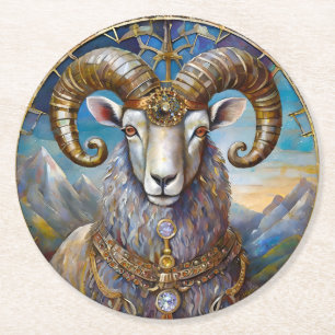 Zodiac - Ram de Ram Ronde Kartonnen Onderzetter