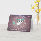 Zodiac Ram Schattigee Cat Wheel Planet Astrologie Kaart (Gele Bloem)