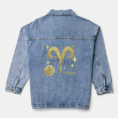 Zodiac Ram Waterverf Gepersonaliseerde Jean Denim Jacket (Achterkant)