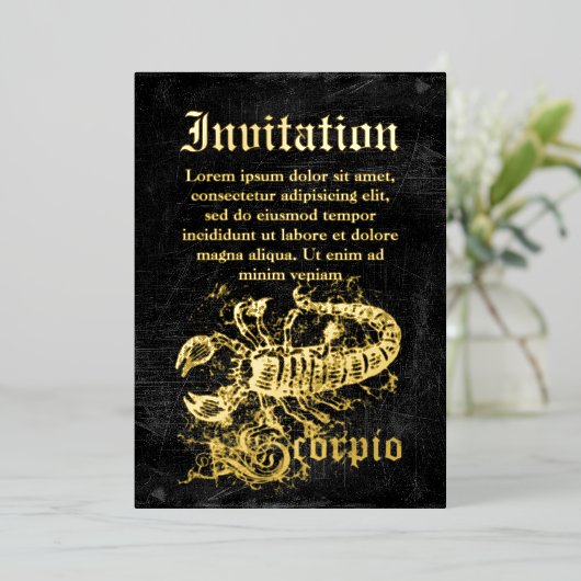 Zodiac Scorpio Folie Uitnodiging (Staand Voorkant)