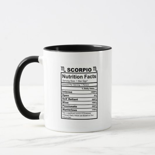 Zodiac Scorpio Nutrition Fact Mug (Gauche)