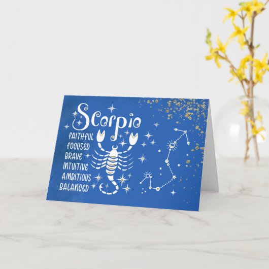 Zodiac Scorpio Verjaardag met sterrenbeeld Kaart (Gele Bloem)