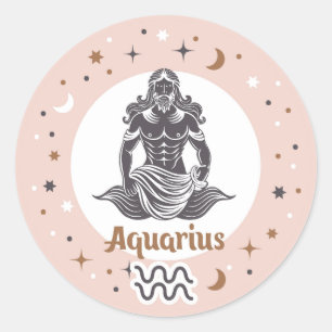 Zodiac Sign Aquarius Ronde Sticker