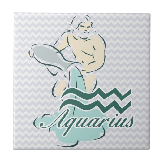 Zodiac Sign Aquarius-symbool Tegeltje (Voorkant)
