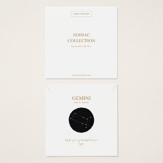 Zodiac Sign Gemini Jewelry Display Kaart (Voorkant /achterkant)