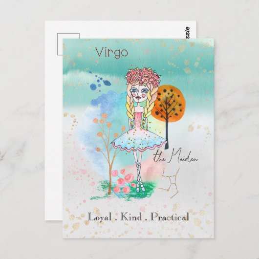Zodiac Sign Maagd Maiden grillig meisje Briefkaart (Voorkant / Achterkant)