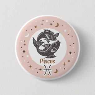 Zodiac Sign Pisces Ronde Button 5,7 Cm