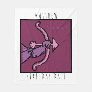 Zodiac Sign Sagittarius Name Birthday Blanket Fleece Deken