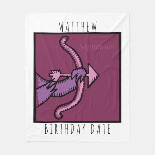 Zodiac Sign Sagittarius Name Birthday Blanket Fleece Deken (Voorkant)