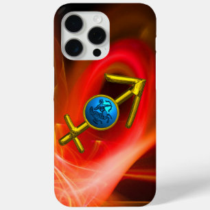 ZODIAC SIGN SAGITTARIUS, Red Yellow Fractal Swirls iPhone 15 Pro Max Hoesje