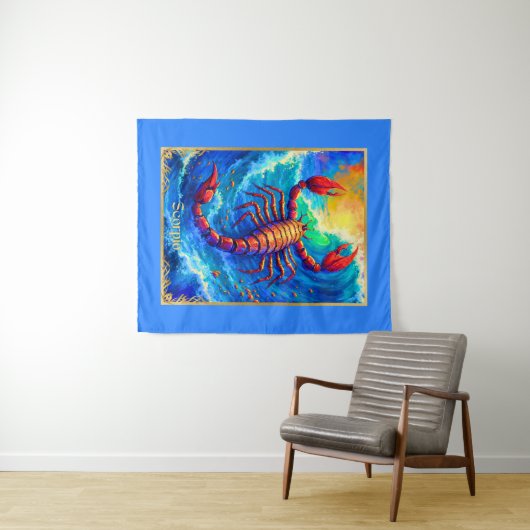 Zodiac Sign Schorpioen komt uit diepe wateren Wandkleed (In Situ (horizontaal))