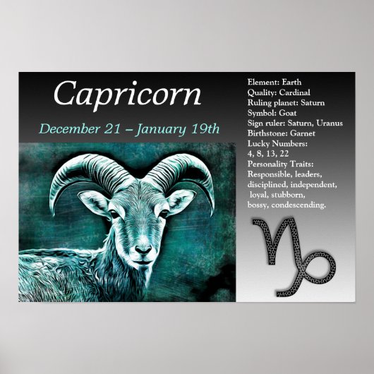 Zodiac Sign van Capricorn Horoscope Poster (Voorkant)