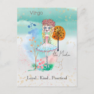 Zodiac Sign Virgo Maiden Whimsical Girl Briefkaart