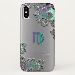 Zodiac Sign Virgo Silver Fractal iPhone X Hoesje