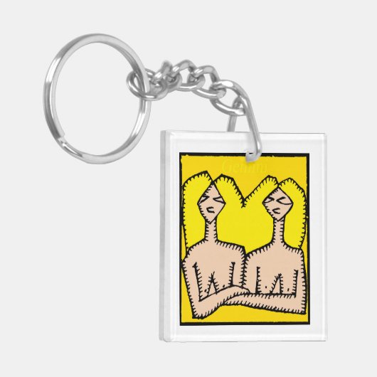 Zodiac-signalen Gemini 2-zijdige Sleutelhanger (Voorkant Links)