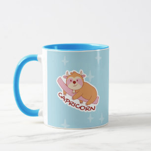 ZODIAC-SIGNALEN MET SLOTHEN EN KOFFIE CAPRICORN MOK