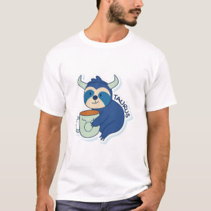 ZODIAC-SIGNALEN MET SLOTHEN EN KOFFIE-TAURUS T-SHIRT