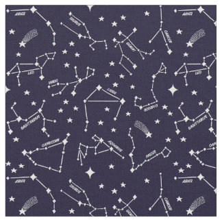 Zodiac Star-kaarten wit op donkerblauwe weske witc Stof