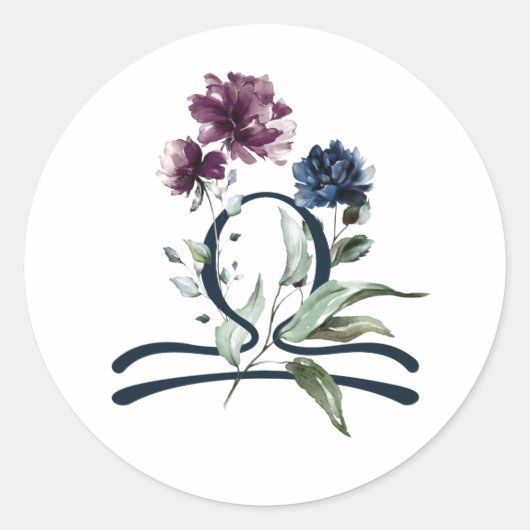 Zodiac Star Sign Libra Ronde Sticker (Voorkant)
