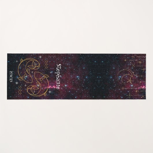 Zodiac Star Sign Pisces Fish Monogram Glitter Yogamat (Voorkant (horizontaal))