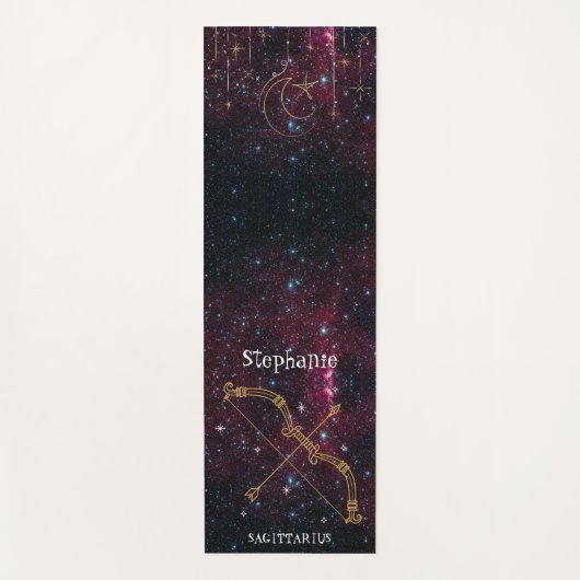 Zodiac Star Sign Sagittarius Monogram Glitter Yogamat (Voorkant)
