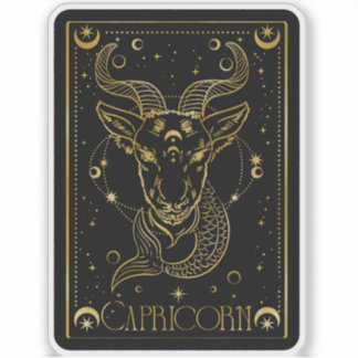 Zodiac Steenbok Astrologie Zwart en Goud Sticker