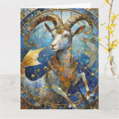 Zodiac - Steenbok de Zee Geit Kaart (Gele Bloem)