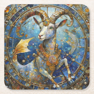 Zodiac - Steenbok de Zee Geit Vierkante Kartonnen Onderzetter