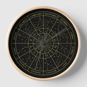 Zodiac ster sign horoscope constellations map gold