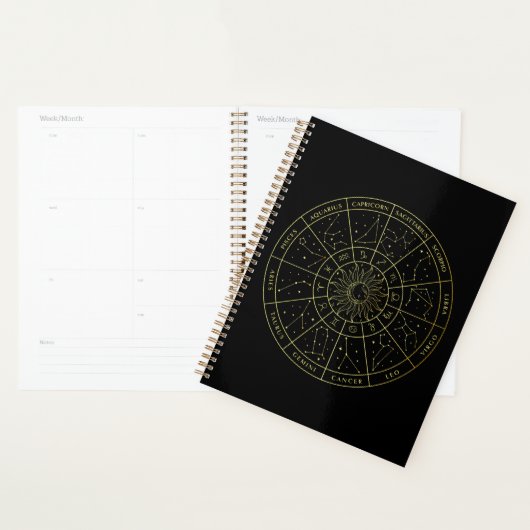 Zodiac ster sign horoscope constellations map gold planner (Display)