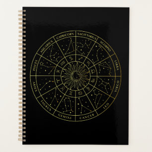Zodiac ster sign horoscope constellations map gold planner